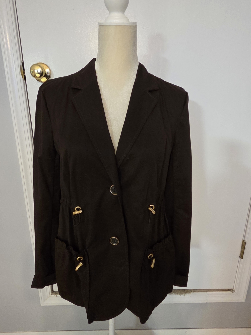 MICHAEL Michael Kors Black Blazer with Gold-Tone Accents